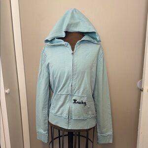 Lucky Brand Women's Light Blue Zip-Up Hoodie
